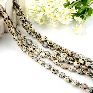 Collar de piedra con cuentas ovaladas de jaspe Dálmata, cuentas ovaladas, abalorios de cristal para hacer joyas, collar de cristal para mujer, mayorista - Product Image 2