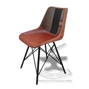 Modern Rustic Industrial Antique Genuine Leather Restaurant Furniture Dining <b>Chair</b> for Cafe Bar Restaurant Use Exterior Living - Product Image 6