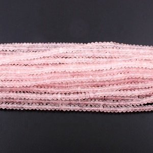 Cuentas de Cuarzo Rosa, Piedras Preciosas Facetadas en Forma de Rondelle para la Elaboración de Joyas, Piedras Naturales, 5 Hilos, 13 Pulgadas, 3.5-4mm, IN;27243 - Product Image 3