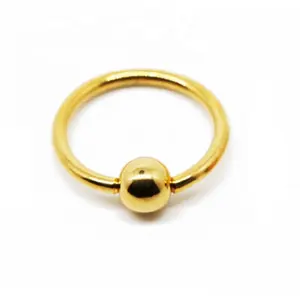 High quality gold ball captive nose ring hoop BCR body jewelry piercing