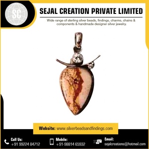 Pendentif en pierres précieuses en argent sterling 925 de meilleure qualité Bijoux de fournisseur indien de luxe avec pendentifs à breloque à motif numérique - Product Image 2