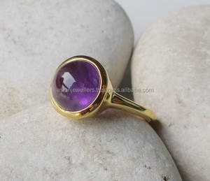 Amethyst Quartz Beautiful Handmade Gold Plated Gemstone Ring In 925 Sterling Silver - Product Image 1