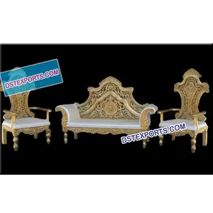 Royal Asian Wedding Gold Furniture Set Wedding Golden Brass Metal Sofa Set Indian Wedding Furniture Manufacturer