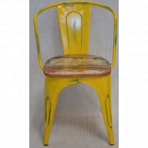 Chaise de salle à manger en bois de couleur métal vintage industriel moderne pour café restaurant banquet - Product Image 1