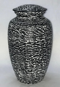 สีดำและสีขาวลวดลายอลูมิเนียมเถ้ากระดูกโกศพรีเมี่ยมมนุษย์บริสุทธิ์เถ้าภาชนะโลหะทนทานงานศพเถ้าโกศ - Product Image 3