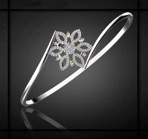 Brazalete vintage de diamantes de corte redondo de oro blanco de 14 quilates, joyería elegante de diamantes de 7 pulgadas para mujer - Product Image 1