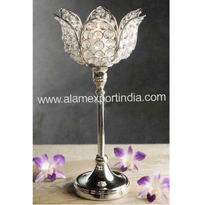 High Quality Handmade Silver Crystal <b>Beaded</b> Candle T-Light Holder New Design Crafted <b>Metal</b> Votive Holder Wholesale - Product Image 2