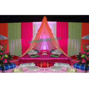 ฉากหลังงานแต่งงานเวทีสีสันสดใสฉากหลังสำหรับงานแต่งงานฉากหลังลายนกยูงปักลวดลาย - Product Image 1