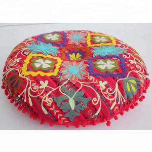 Almohada de asiento de Yoga de algodón redonda personalizada para meditación logotipo bordado a mano relleno de PVC función extraíble - Product Image 2