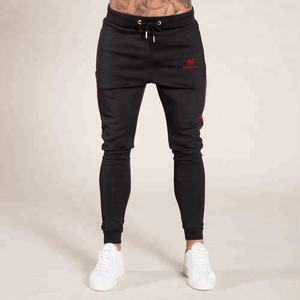 Traje negro con rayas de contraste rojas para hombre, chándal ajustado, fabricación por Hawk Eye Co. (se acepta PayPal) - Product Image 4