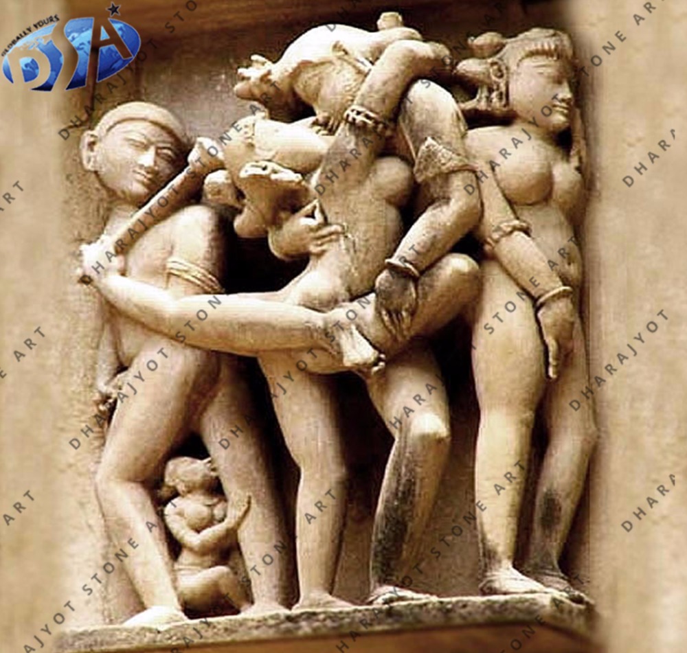 Желтая полированная Античная эротическая Статуэтка человека из песчаника, скульптура, 100% натуральный материал