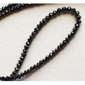 Collier en perles de diamant à facettes hiver, pierre noire, naturelle, style indien, brins de perles en pierre - Product Image 1