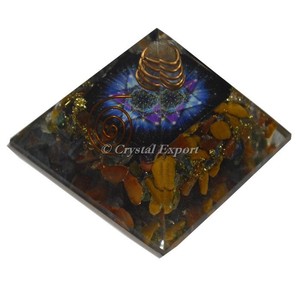 Yellow Jasper With Color Pentagram Orgone Pyramid - Product Image 1