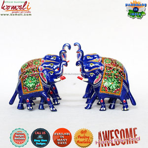 Estatuas de elefante de artesanía india vibrantes y coloridas, recuerdos de boda, figuritas - Product Image 6
