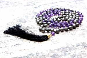 Tendance 6 mm Naturel Améthyste Pyrite Mala Perles Spirituel Guérison Cristal Yoga Bijoux Religieux Cadeau Collier pour Les Fêtes - Product Image 4
