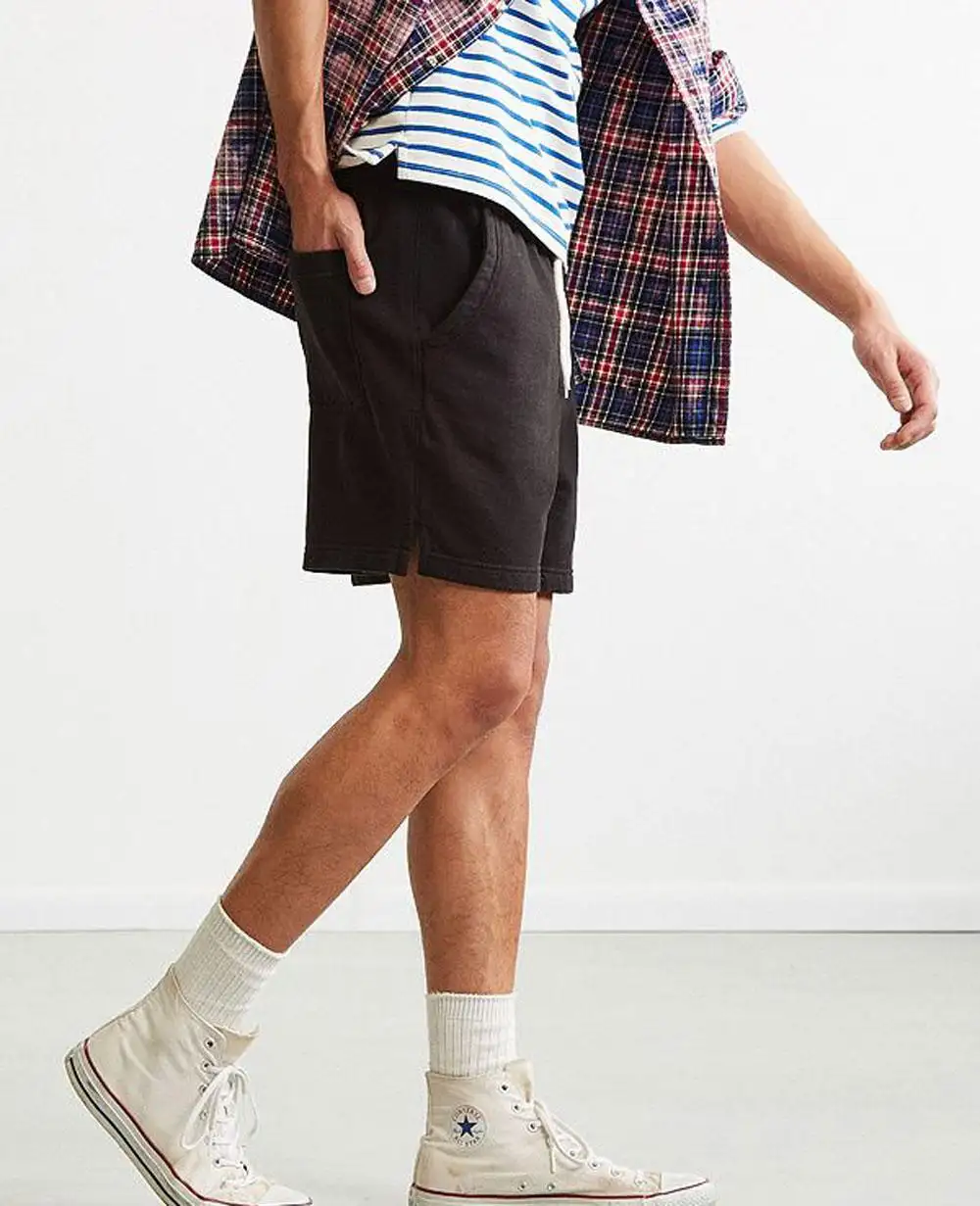 Pantalones cortos de algodón Gary Sweat hechos a granel, venta al por mayor de pantalones cortos transpirables con cremalleras y bolsillos laterales de baloncesto para hombre