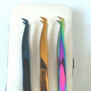 Pinces à cils en gros en acier inoxydable pour extensions de cils longs et épais, pinces personnalisables avec logo - Product Image 1