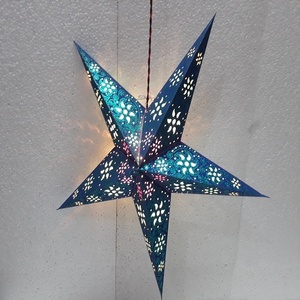 Décorations de noël lampes étoiles en papier imprimé nouveaux designs lampes étoiles imprimées lampe étoile en papier de noël abat-jour lampes étoiles en papier - Product Image 1