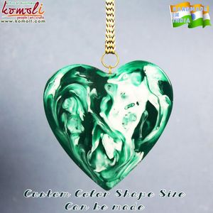 Corazón de cristal plano de mármol negro hecho a mano adornos de Navidad de resina acrílica - Product Image 3