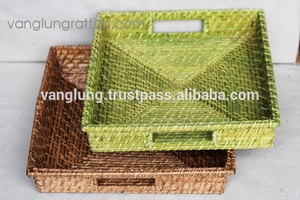 Vietnam fabriqué en bois style ferme lavable tissé écologique plateau de service poignées décoratives taille personnalisable couleur - Product Image 6