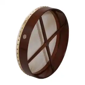 Parche de Tambor de Piel de Cabra Ajustable de 18 Pulgadas Estilo Irlandés BODHRAN con TIPPER, Tambor BODHRAN Irlandés de 18 Pulgadas con Marco Rojo Ajustable, Calidad Profesional - Product Image 1