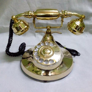 Teléfono de Mesa Redondo de Latón Chapado en Oro Estilo Vintage - Product Image 1