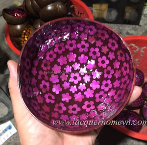 Vietnam usine vente personnalisé coquille bol coquille d'oeuf coquillage incrusté noix de coco laque Floral décoration de la maison en gros personnalisé - Product Image 4