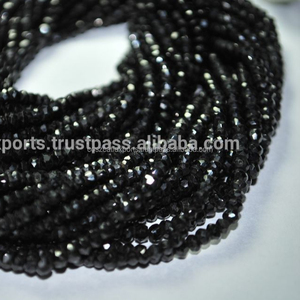 Perles de spinelle noire en gros, 1 mm de diamètre, perles rondes naturelles de couleur spinelle noire - Product Image 1