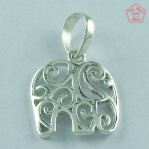 จี้เงินแท้92.5,จี้ออกแบบช้าง,เครื่องประดับเงินแฮนด์เมดอินเดีย - Product Image 1