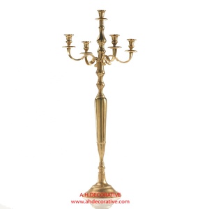 เชิงเทียนโลหะพร้อมเชิงเทียนทำจากแก้วทำจากทองคำสำหรับวางตรงกลางโต๊ะและของตกแต่งงานปาร์ตี้เชิงเทียนสุดหรูทำมือ - Product Image 6