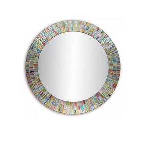 Decorative Glass Mosaic Wood Framed <b>Round</b> Decorative Wall Mounted <b>Mirror</b> for home Hotel decoration - Product Image 1