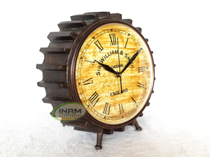 Reloj de mesa de diseño antiguo, decoración náutica y de mesa de diseñador, hecho de madera - Product Image 2