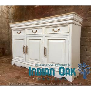 Aparador de tres cajones de tres puertas de roble antiguo, comedor y sala de estar de estilo francés moderno, buffet, muebles de madera maciza para el hogar - Product Image 2