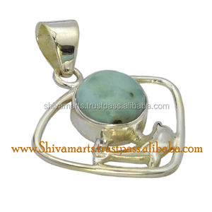 Hermoso raro Larimar piedra preciosa colgante joyería al por mayor sólido 925 Collar de plata joyería fina colgantes y dijes - Product Image 2