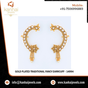 Boucles d'oreilles antiques traditionnelles plaquées or 14994_blanc, qualité d'exportation pour le grossiste et le fabricant - Product Image 2