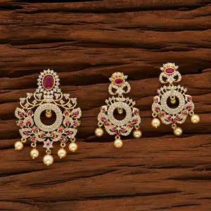 Gold Plated CZ Classic Diamond Pendant Set 50574 Ruby