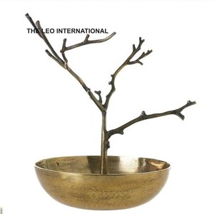 Cuenco Decorativo de Lujo de Alta Calidad con Forma de Árbol Redondo de Metal de Aluminio y Latón Antiguo - Product Image 1