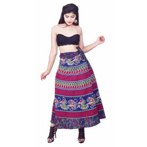 กระโปรงผ้าฝ้ายพิมพ์ลายบล็อกอินเดีย - Product Image 3