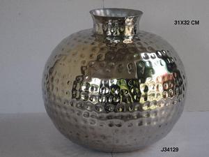 Vase martelé finition nickel avec pot en terre cuite de style indien Vase martelé Décoration de la maison Décoration de mariage - Product Image 2