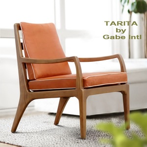 Chaise longue en bois de teck massif et cuir de vache avec coussin amovible Style contemporain vintage moderne pour le salon Accent - Product Image 2