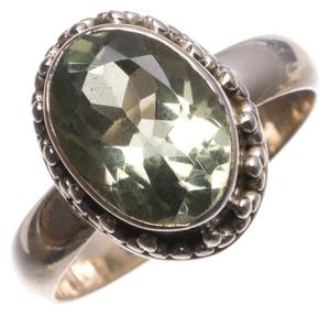 Anillo de Plata de Ley 925 vintage hecho a mano con amatista verde natural - Product Image 1