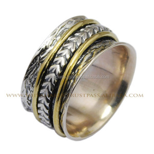 Offre Spéciale large bande Spinner anneaux 925 solide en argent Sterling éternité Vermeil bague et laiton fournisseur de bijoux - Product Image 4