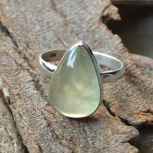 Prehnite anneau ovale rond poire carré fantaisie rectangle inde pierre précieuse naturelle cabochon de pierre 925 argent sterling - Product Image 2
