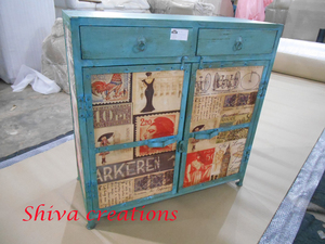 Industrial Vintage Canvas <b>Printed</b> Wood Cabinet Best Quality Unfinished Kitchen Cabinets for Modern Home Bedroom Living Room - Product Image 3