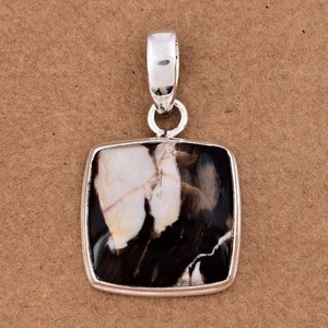 Ajuste de bisel clásico forma rectangular cebra jaspe 925 colgante de plata esterlina regalo de boda de moda para fiestas - Product Image 3