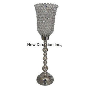 Hot Selling Wedding <b>Table</b> Decorations Crystal Candle Holder Nickle Plated Finishing Aluminium Metal Candle Holder Stand Use - Product Image 1