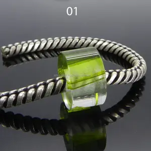 Llanta lisa de 14x8x5mm, piedra preciosa china de cuarzo verde rutilo, cuentas de agujero grande, IG0141 - Product Image 1
