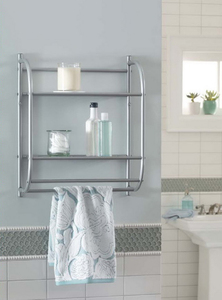 Industrial Design 2-Tier <b>Wall</b> <b>Mounted</b> Metal <b>Shelf</b> with Single Rail for Hotels and Apartments - Product Image 2