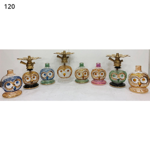 Cachimba Portátil de Lujo de 1.5 kg, Diseño de Búho Moderno, Vidrio Soplado a Mano, Acabado en Laca de Cuero, Tipo Curvo con Borde Floral Doble - Product Image 1