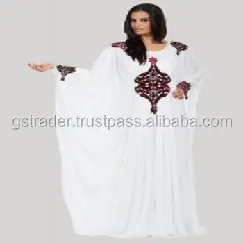 Schmetterlings ärmel edle weiße afrikanische Abaya Hochzeit traditionelle Perlen Kaftan Kleid für Frau neue Abaya 2017